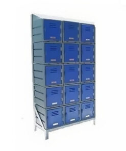 Plastic Food Lockers on Frame - 3 x 5-Tier (15 Tiers) - Slanted Top - HACCP - 15FF-SLANTED