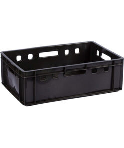 Plastic Crate - Stackable - Heavy Duty - Black - 60 x 39 x 19.7 cm