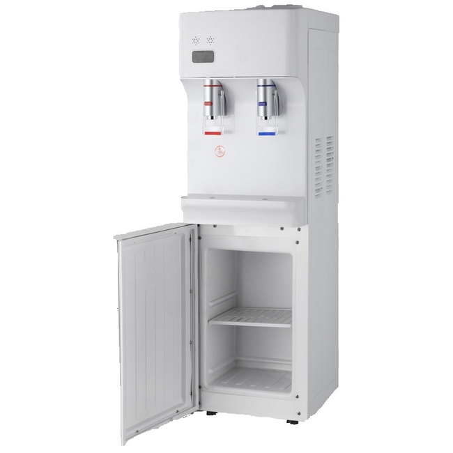 Water Cooler Dispenser - Hot and Cold - Freestanding with Storage Compartment - White