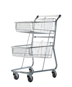 Steel Shopping Trolley - Two Metal Mesh Baskets - Medium - Super Shopper -120L