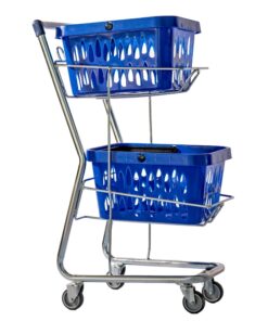 Steel Shopping Basket Trolley - Holds Two Shopping Baskets - Excludes Baskets