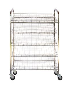 Wire Mesh Bread Trolley - Mobile - 5 Tier - Chromed - 153 x 110 x 58cm