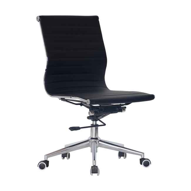 Medium Back Office Chair - No Arms - Eames PU Leather - Tilt - Gas Height - Colour Options