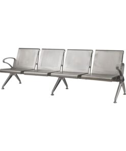 Airport Bench - Public Seating - Aluminium - Indoor and Outdoor Use - Flat Packed - Four Seater - 232 x 67 x 78 cm