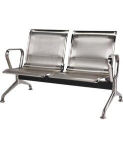 Airport Bench - Public Seating - Stainless Steel - Indoor and Outdoor Use - Flat Packed - Two Seater - 122 x 67 x 79 cm