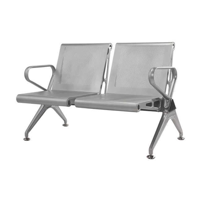 Airport Bench - Public Seating - New Chrome Deluxe - Indoor Use - Flat Packed - Two Seater - 118 x 68 x 78 cm