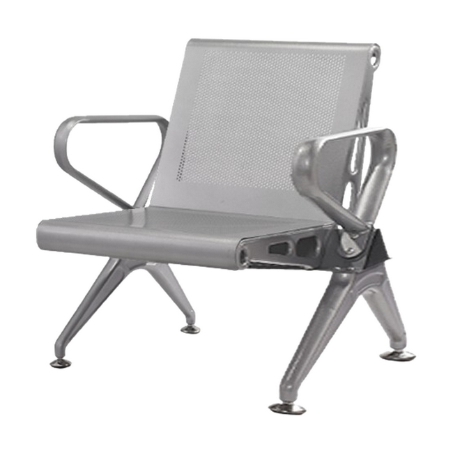 Airport Bench - Public Seating - New Chrome Deluxe - Indoor Use - Flat Packed - One Seater - 61 x 68 x 78 cm