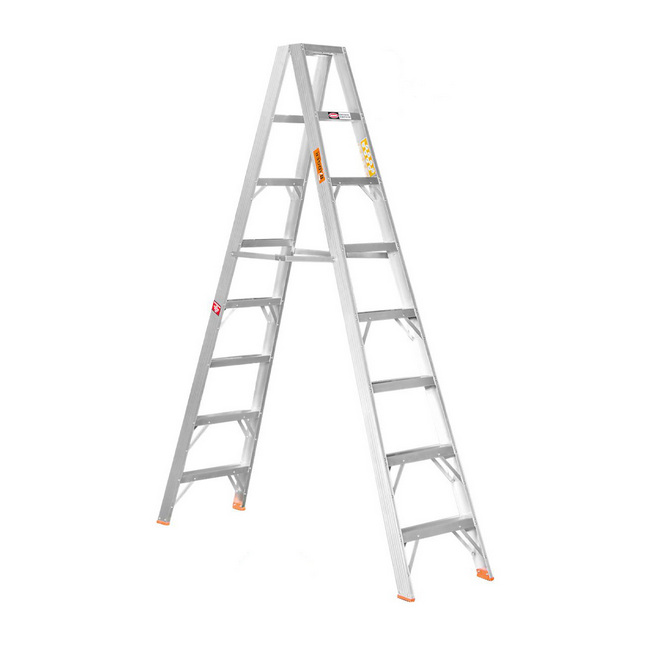 Aluminium Step Ladder - Double Sided - A-Frame - Heavy Duty Industrial - 8-Step - 2.40m