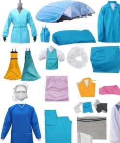 disposable plastic apron with sleeves red