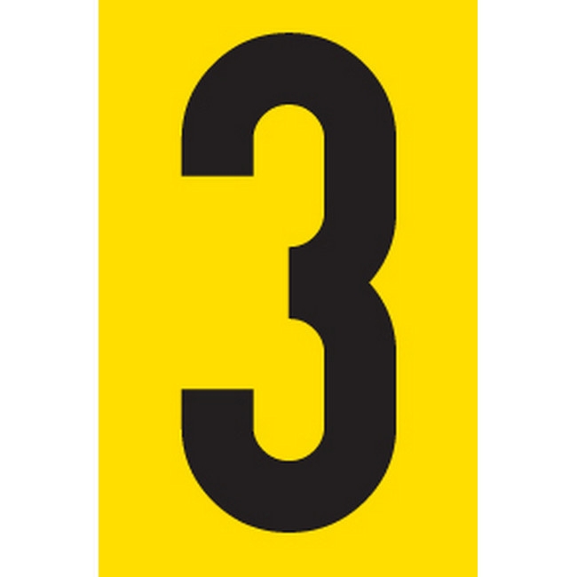 Adhesive Signs - No. 3 - Black-Yellow - 55 x 90mm - SIGNA55-3