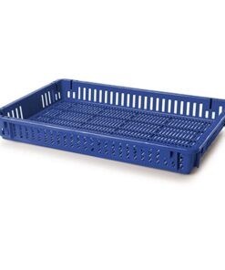 Vented Fruit Drying Crate - Plastic Box - Vented Base and Vented Sides - 60 x 40 x 7.5 cm - Virgin Material - HACCP - PI-647-V-virgin