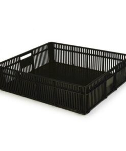 Stack Crate - Vented Base and Sides - Plastic Box - 52.3 x 45.8 x 13.3 cm - Recycled Material - Black - PI-CC1-black
