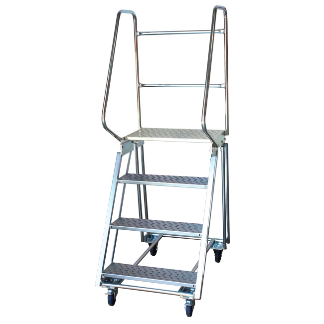 Mobile Safety Step Ladder - Mounty Rollstep - 4 Step - 1.835m High - MLH04