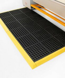 Rubber Mat Male Corner Edge - Fatigue-Step Solid Anti-Fatigue Interlocking Tile - 100 x 8 x 1.8 cm - Yellow - SS070002M