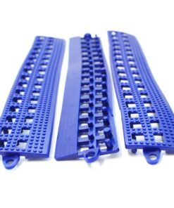 Floor Tile Male Edge - Flexi-Deck Interlinking Anti-Slip Drainage PVC Mat - 30 x 5 x 1.3 cm - Blue - Pack of 3 - FD020002M3