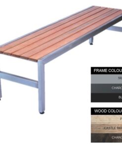 Slimline Bench - Steel and Wood - Bolt Down - 45x240x45cm - Colour Options - SL4662PC