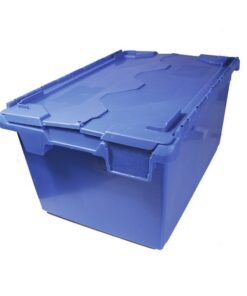Plastic Crate - Hinged Lid - SABS Approved - 75L - Blue - Pack of 60 - AT75356-blue