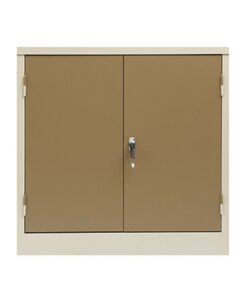 Steel Stationery Cupboard - Metal Storage Cabinet - 2 Shelves - Ivory and Karoo - 90 x 90 x 45 cm - SC004-ivorykaroo