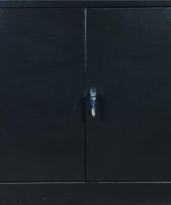 Steel Stationery Cupboard - Metal Storage Cabinet - 2 Shelves - Black - 90 x 90 x 45 cm - SC004-black