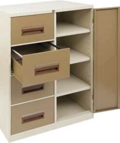 Steel Office Filing Cabinet and Cupboard - 4 Drawer File - 90 x 63 x 132 cm - FC44-ivorykaroo