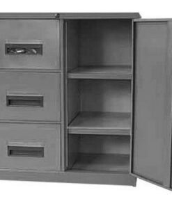 Steel Office Filing Cabinet and Cupboard - 3 Drawer File - 101.5 x 90 x 63 cm - FC33-grey