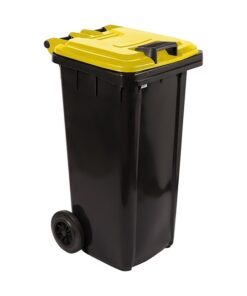240L Recycling Wheelie Bin - Black with Coloured Lid - Pack of 5
