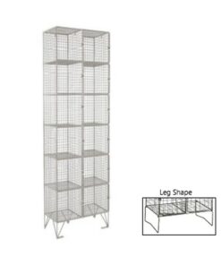 Wire Metal Locker - Powder Coated Steel Mesh - Double - 12 Doors - 6 Tier x 2