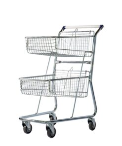 Steel Shopping Trolley - Two Metal Mesh Baskets - Medium - Super Shopper -120L