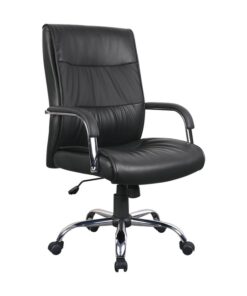 High Back Office Chair - Chrome Panel - PU Leather - Swivel and Tilt - Gas Height - Black