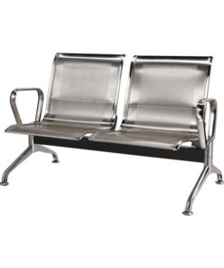 Airport Bench - Public Seating - Stainless Steel - Indoor and Outdoor Use - Flat Packed - Two Seater - 122 x 67 x 79 cm
