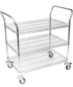 Wire Utility Trolley - 3 Shelves - Includes Handles - 106 x 90 x 45 cm