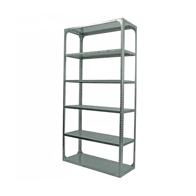 Bolted Shelving Steel Bay 6 Shelves - Uni-Angle - Six Shelf Kit - Galvanised - 274.3 x 91.4 x 38.1 cm