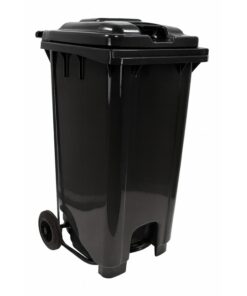 Wheelie Pedal Bin - 240L Foot Operated Pedal Bin - Plastic - Black