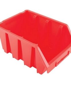 Matlock Plastic Storage Bin - Wall Mountable & Stackable - Label Holder - 17 x 24 x 12.6 cm - Red