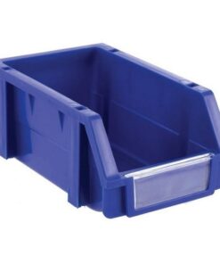 Matlock Plastic Louvre Panel Bin - Stack and Hang Container - Interlocking Design - 10 x 16 x 7.4 cm - Blue