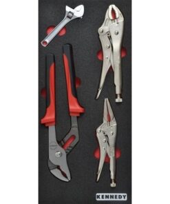 Kennedy Adjustable & Grip Wrench Tool Set - 4 Pieces - with 1/3 Width Foam Tool Control Inlay for Tool Roller Cabinets