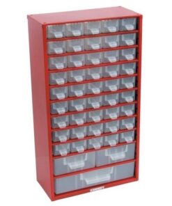 Kennedy Parts Organiser - Steel Case & Plastic Drawers - 48 Compartments - Stackable - 15.5 x 30.6 x 55.1 cm