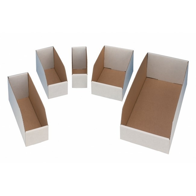 Avon Cardboard Storage Bins - 10 x 22.8 x 11.5 cm - White - Writable Panel - Pack of 50