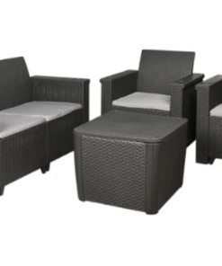 Jabulani Patio Furniture Set - Outdoor - Rattan Look - Charcoal - 4 Piece