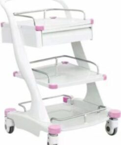 Treatment Trolley 3 Tier – Pink with Detachable Guardrail
