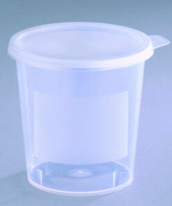 Beaker 400 ml, PP, white w. snap lid, assembled, sterile, pack of 185