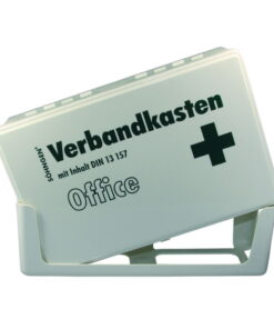 W.Söhngen Office First Aid Box DIN 13157 with Wall Bracket – White Plastic