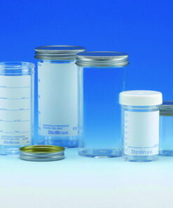 Sample containers 250 ml, PS with metal cap, no label, sterile AS, pack of 50