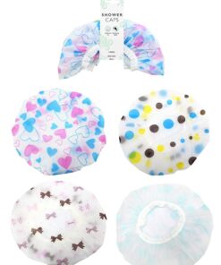 Shower Caps Printed 28cm 4 Pack
