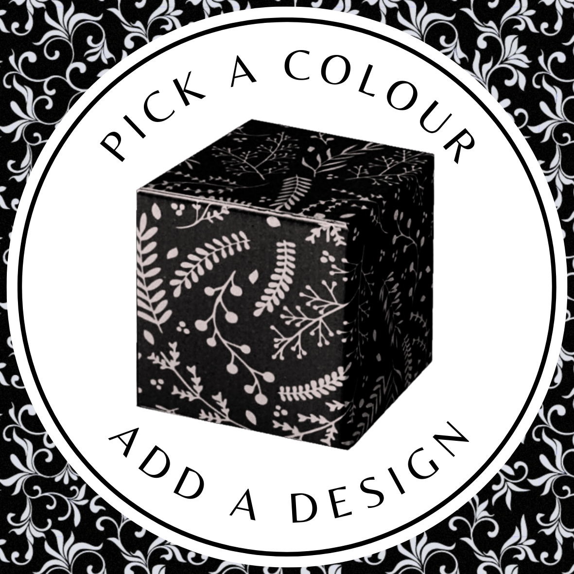 Design Cube Box (L) – Black Kraft 200 x 200 x 200mm