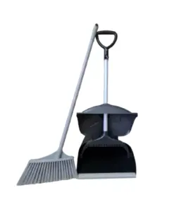 Heavy Duty Long Handle Dustpan & Broom With Hood Black