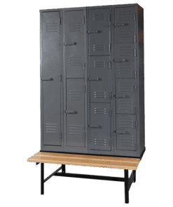 Solid Steel Lockers on Bench