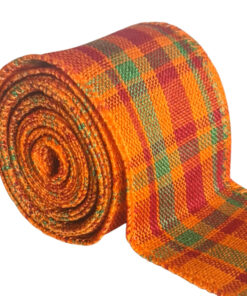 Halloween Ribbon with wired edge – Orange Tartan