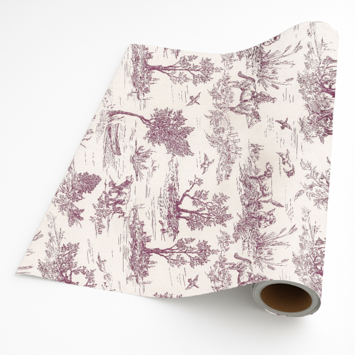 Countryside Toile in Burgundy – Giftwrap (5m x 50cm)