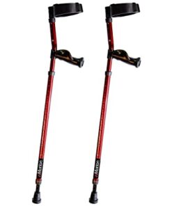 in-Motion Forearm Crutches | Spring Assist | Ergonomic Handles | Articulating Tips | Size Tall (4'9" - 6'3") | Electric Red